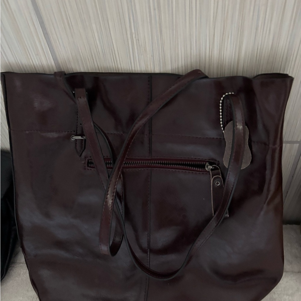 Dark Brown Leather Tote Bag